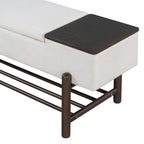 TREXM Farmhouse Upholstered Storage Bench with Hidden Compartment, Modern Entryway Bench for Living Room, Entryway, and Hallways (Espresso)