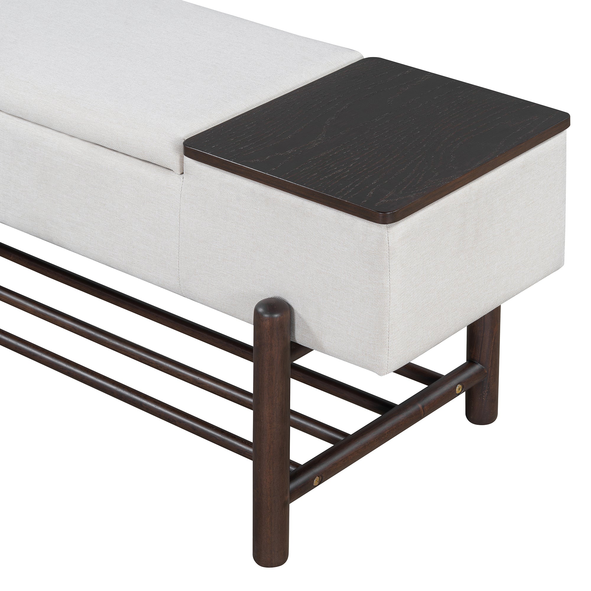 TREXM Farmhouse Upholstered Storage Bench with Hidden Compartment, Modern Entryway Bench for Living Room, Entryway, and Hallways (Espresso)