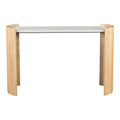 Dala 50-Inch White Marble and Oak Console Table with Arched Legs
