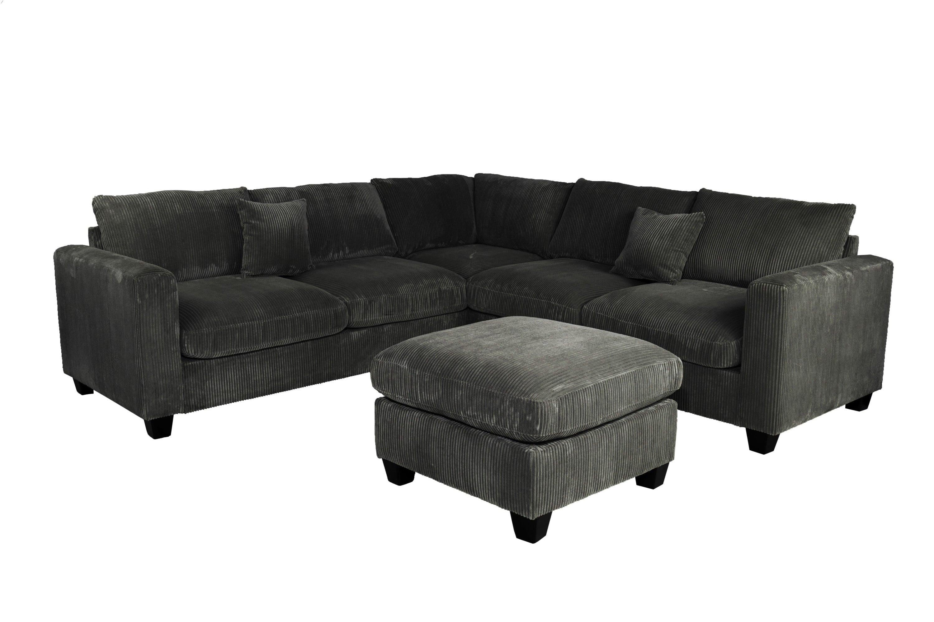 Spacious Modern Sectional Set with Cocktail Ottoman.