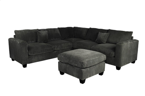 Spacious Modern Sectional Set with Cocktail Ottoman.