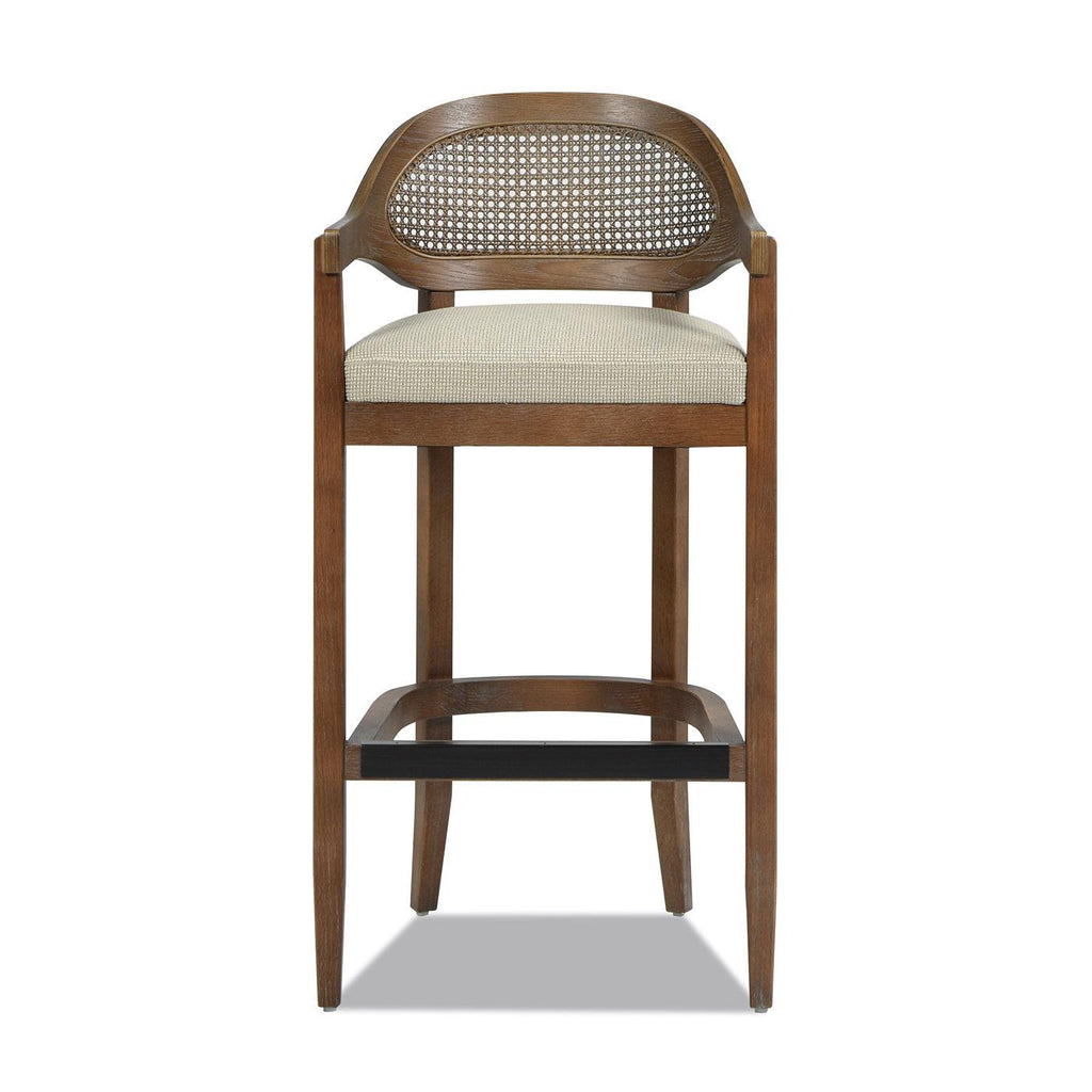Americana Mid-Century Modern Cane Back Bar Stool.