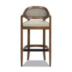 Americana Mid-Century Modern Cane Back Bar Stool.
