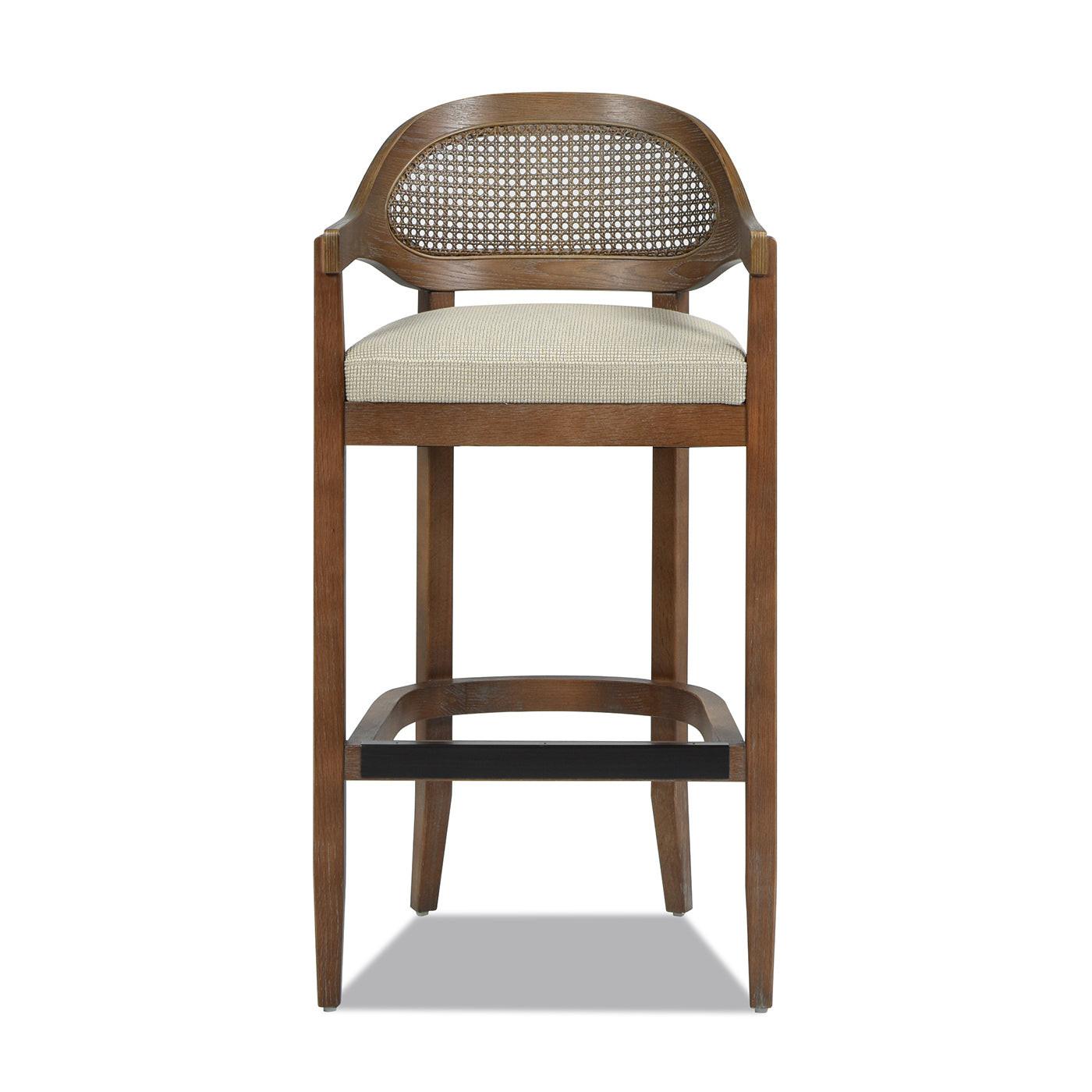 Americana Mid-Century Modern Cane Back Bar Stool.