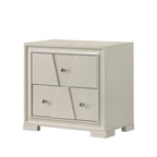 White Contemporary Nightstand with Textured Panels.