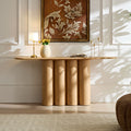 67-Inch Natural Wood Console Table with Unique Cylinder Legs