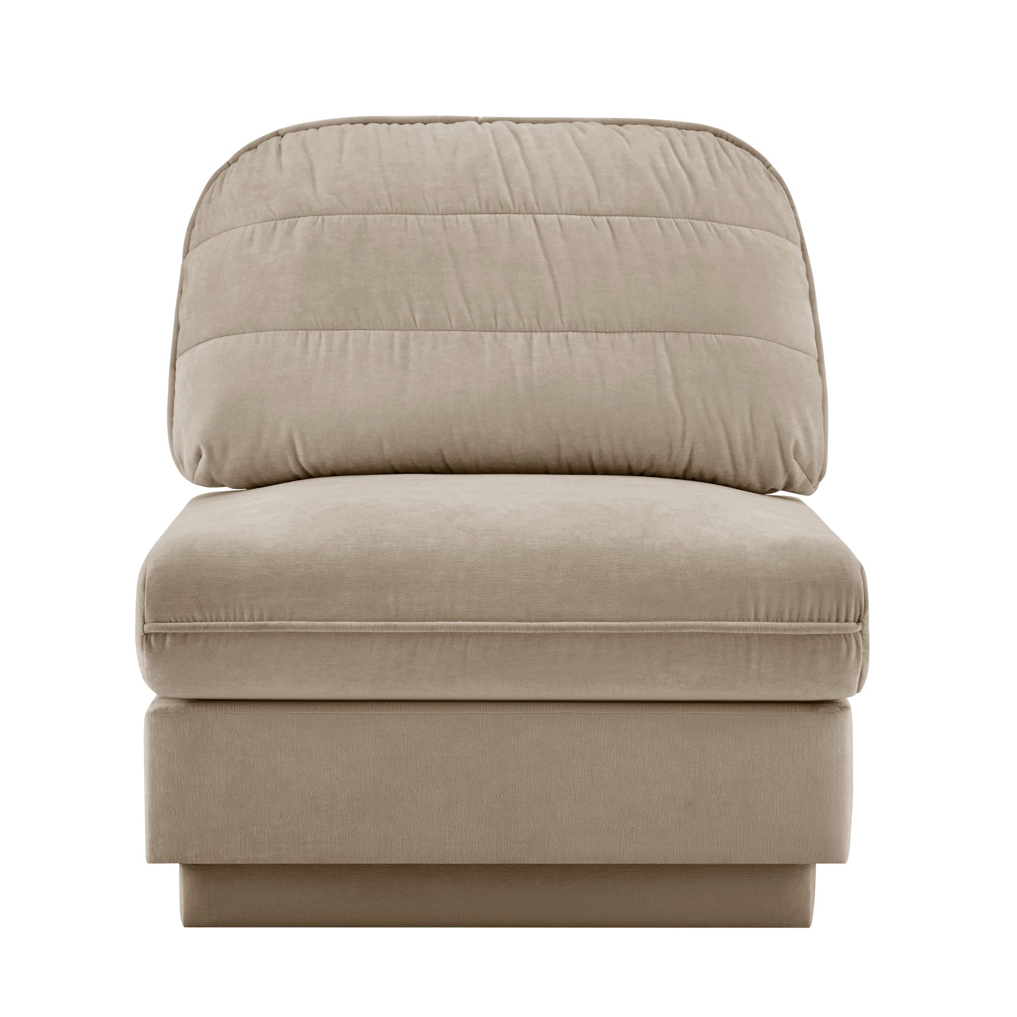 Celena Armless Chenille Accent Chair in Light Coffee