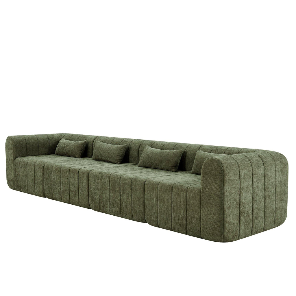 Green Modular Sectional Sofa - 145.5 Inch Design.