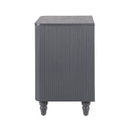 Mid-Century Nightstand with 3 Drawers in Dark Gray.