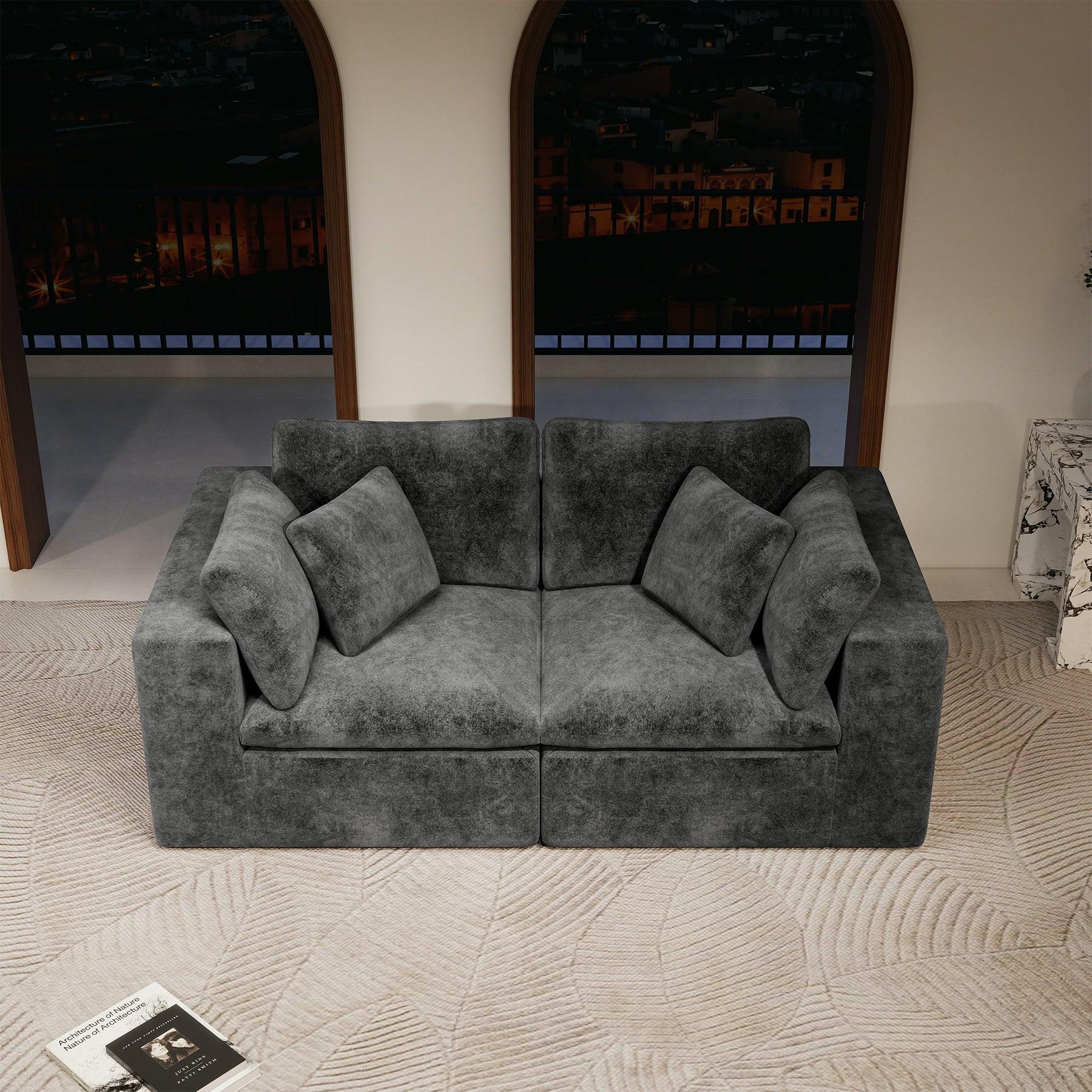 Modular Sectional Sofa in Grey - No Assembly Needed.