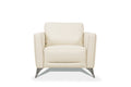 Malaga Cream Leather Accent Chair with Chrome Metal Legs