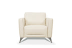Malaga Cream Leather Accent Chair with Chrome Metal Legs