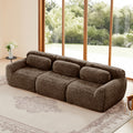 114'' modular sofa - chocolate in plush fabric with three-seat configuration, no assembly required, ideal for modern living rooms.