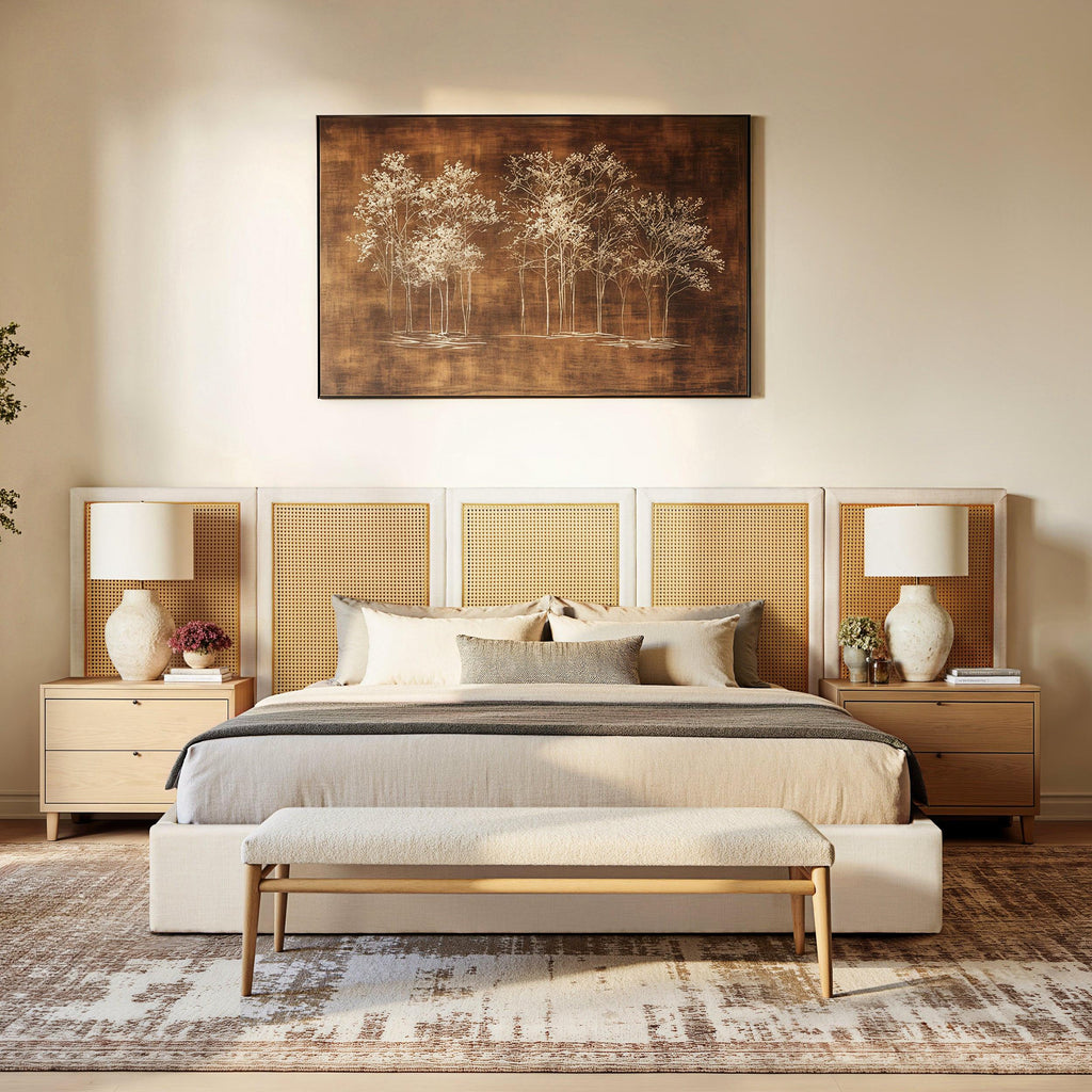 Capri Cane Platform Bed with Extended Headboard.