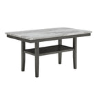 Selena Dining Table with gray faux marble top and black lower shelf, part of the Selena Dining Set for modern dining spaces.