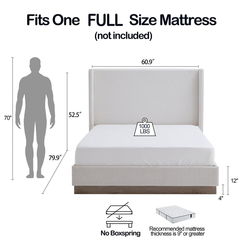 Hosford Minimalist Upholstered Wingback Bed.