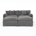 Modular Sectional Sofa with Ottomans for Living Room.