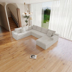 131.9*104.3'Modular sectional sofa seat,Upholstered compressed couch for living room,Bedroom,Apartment,No assembly required,4 PC free combination,Plush corduroy fabric,WHITE