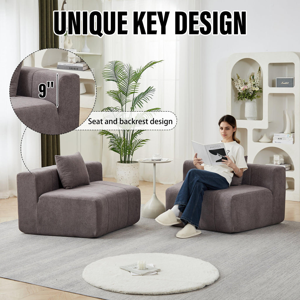 Curved Sectional Sofa with 2 Pillows for Any Space.
