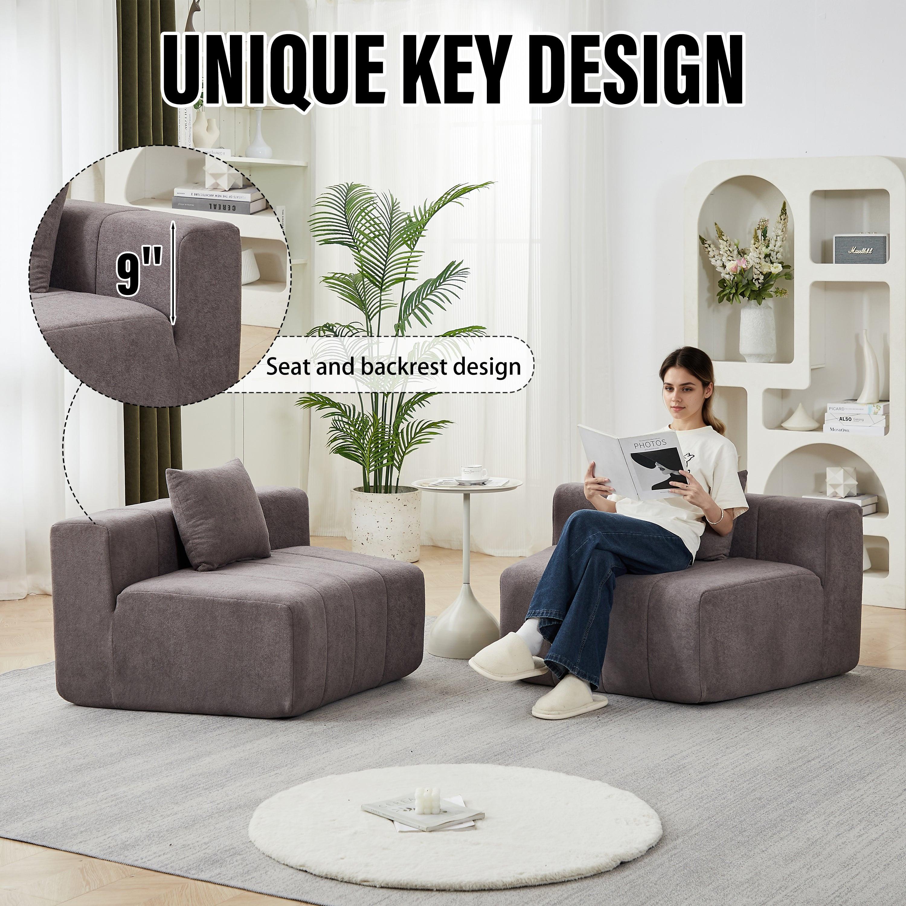 Curved Sectional Sofa with 2 Pillows for Any Space.