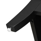 Detail of adjustable leg on black storage cabinet, ensuring stability on uneven floors in modern living spaces.