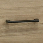 Light Oak 6-Drawer Dresser with Black Handles.