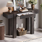 Rustic Console Table with Power Outlet and Hidden Drawer.