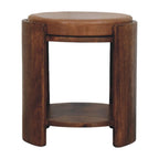 Savoy Leather Stool - Artisan Crafted Solid Wood.