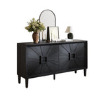 Black Farmhouse Credenza with Sunburst Door Design.