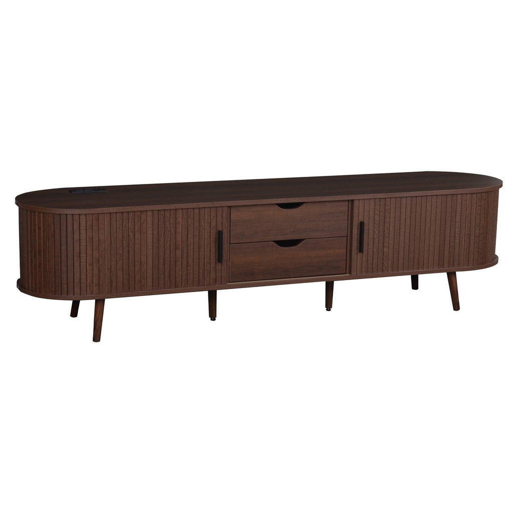 Mid Century Modern TV Stand for 70-Inch TVs with Power Outlet.
