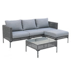 4-Piece Aluminum L-Shaped Patio Sectional with Waterproof Cushions