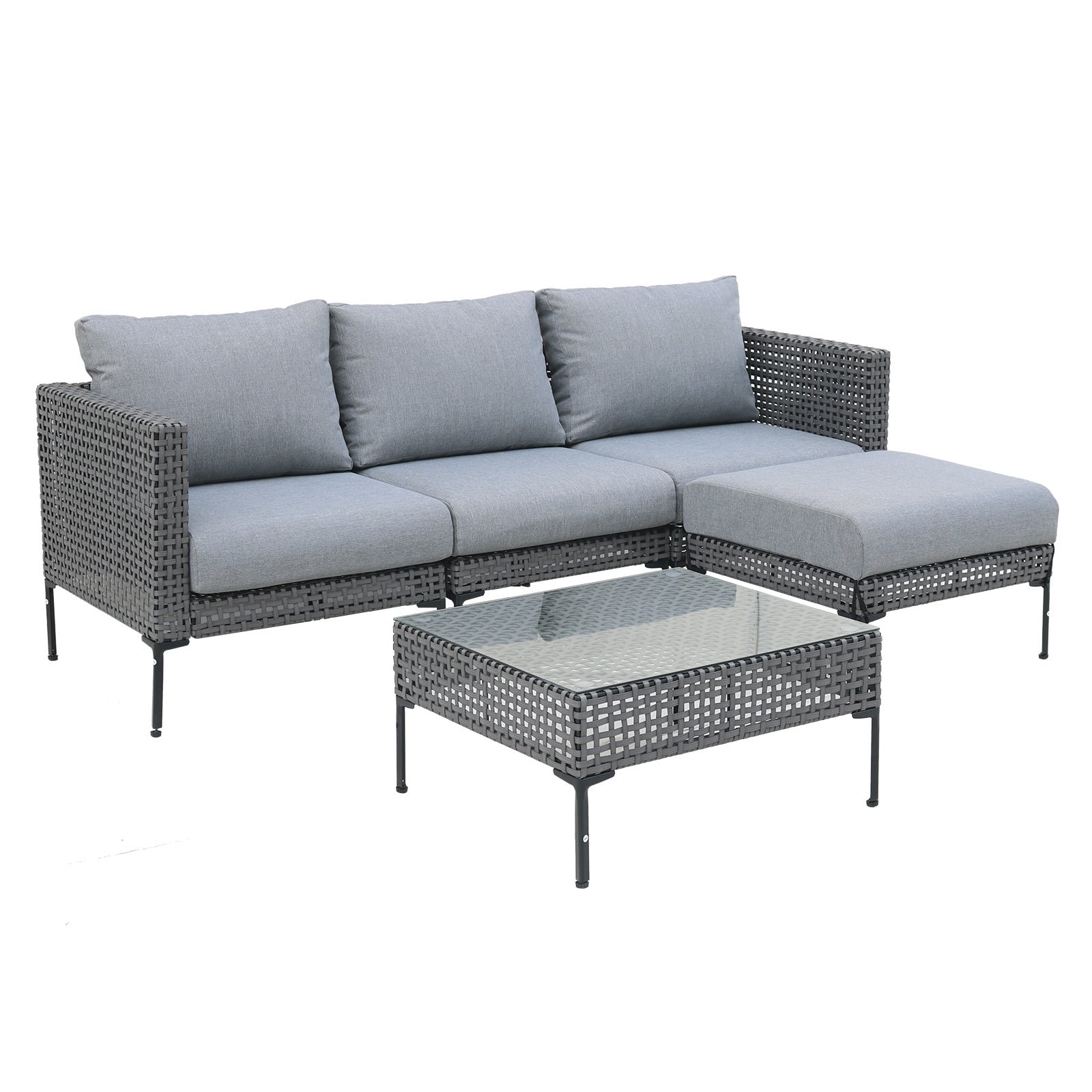 4-Piece Aluminum L-Shaped Patio Sectional with Waterproof Cushions