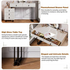 Adjustable Length Vanity with LED Mirror - Modern Makeup Table.