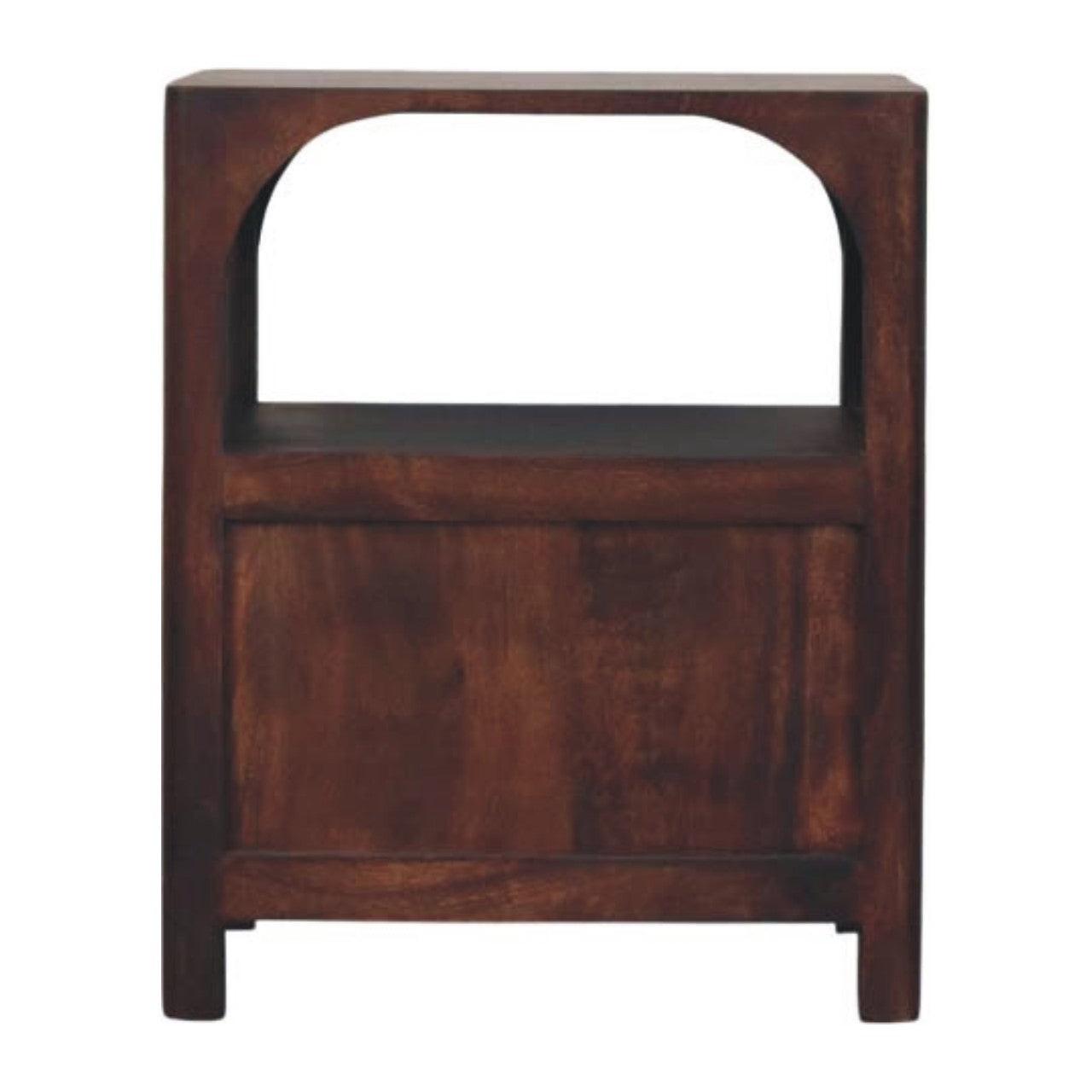 Solid Wood Arched Edge 1 Drawer Bedside Table.