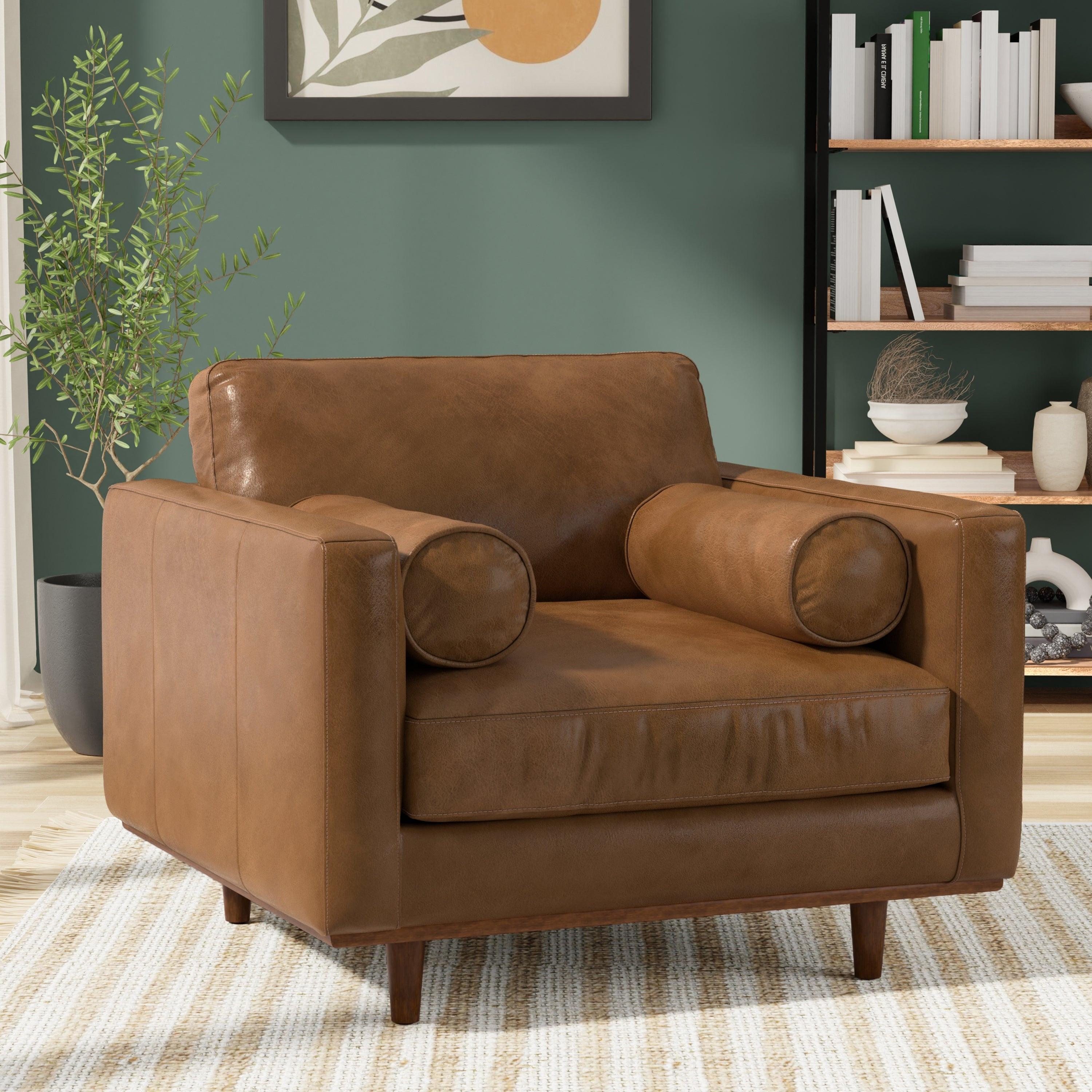 Morrison Mid-Century Modern Leather Arm Chair.