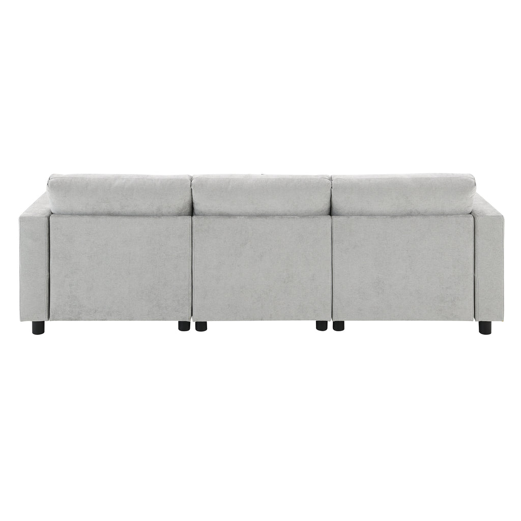 Back view of Chenille Modular Sofa - U-Shaped Couch with Storage displaying three modular sections and sleek design.