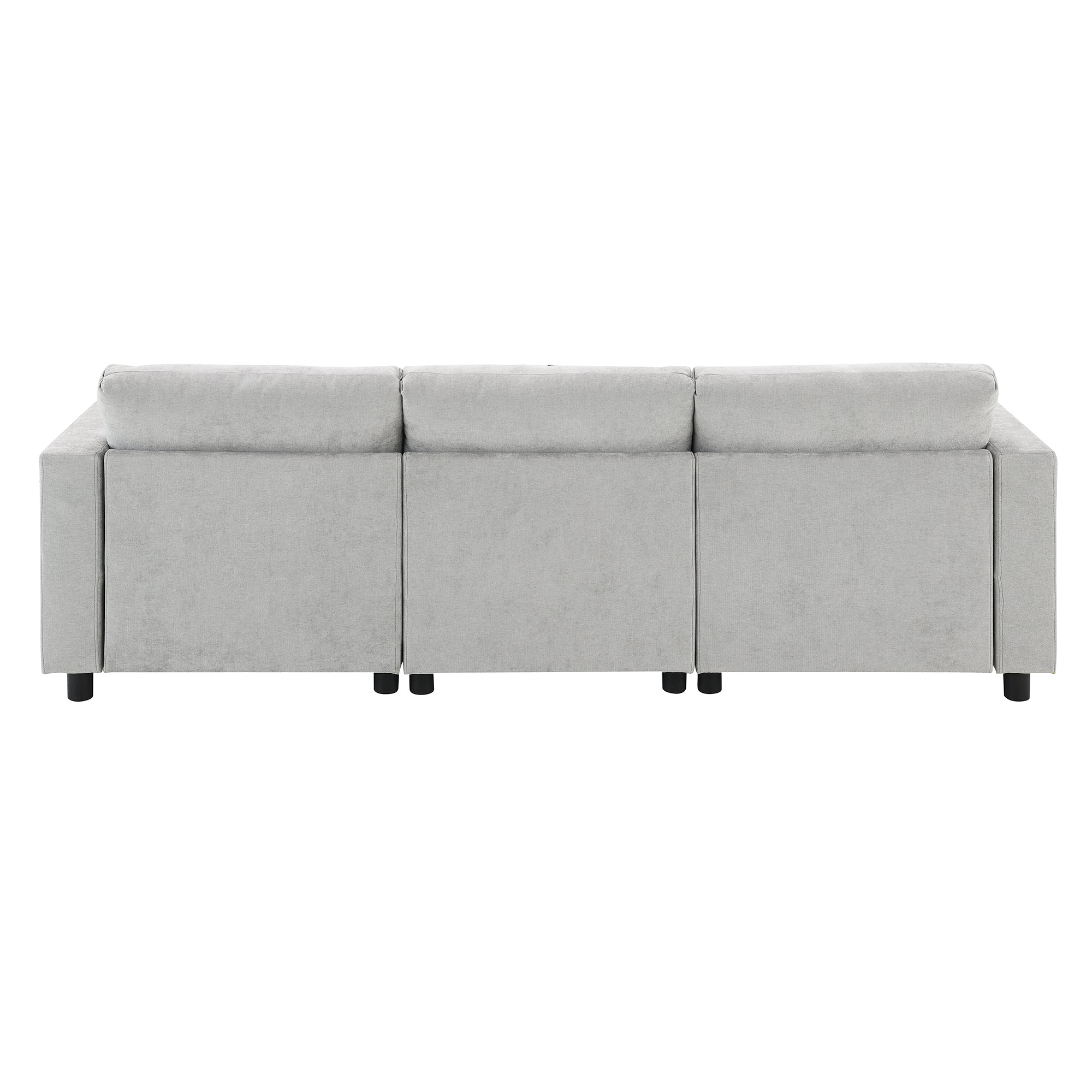 Back view of Chenille Modular Sofa - U-Shaped Couch with Storage displaying three modular sections and sleek design.