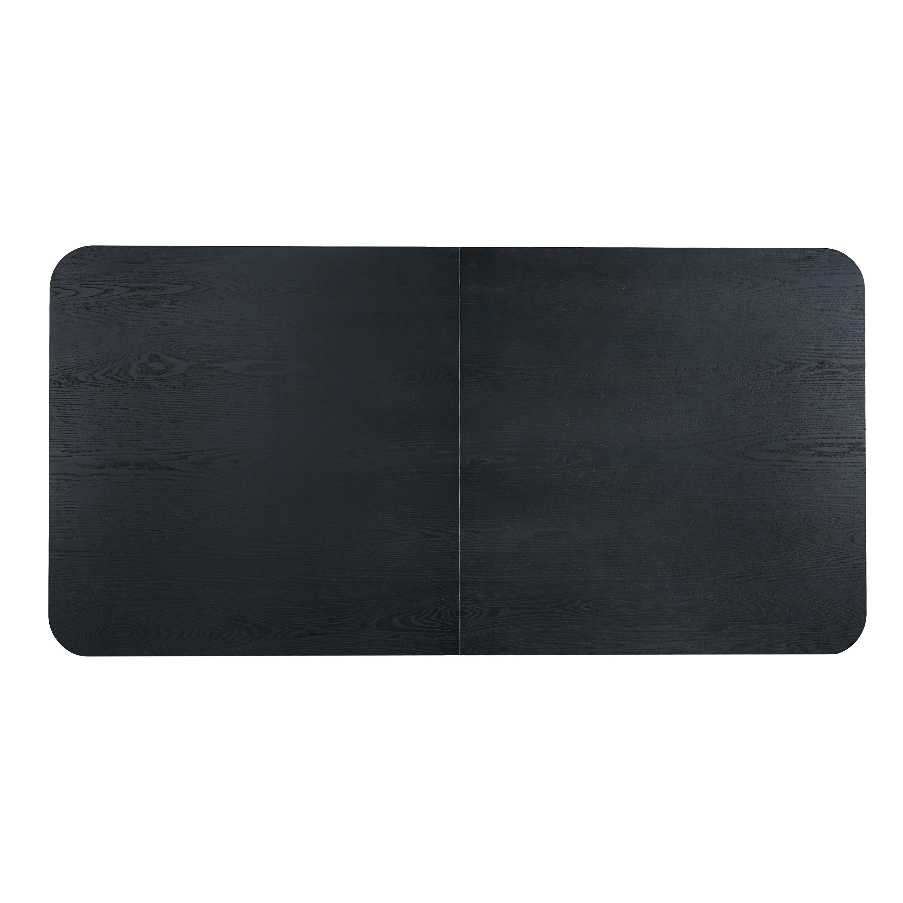 Top-down view of 63-inch black counter table showcasing smooth wood grain texture and spacious rectangular surface.