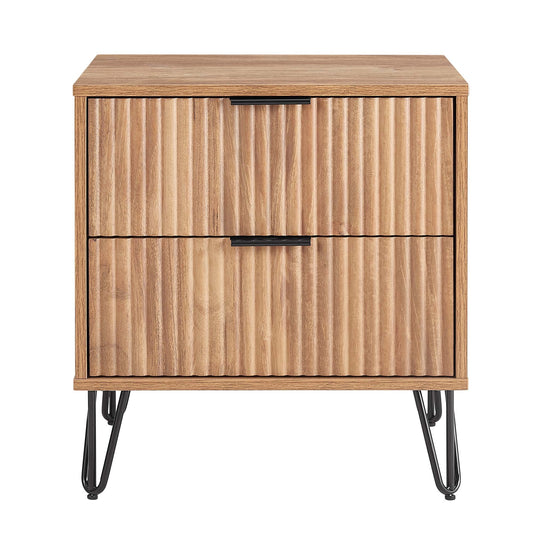 Dumbo 20' Fluted Nightstand in Golden Brown (2-Drawer)