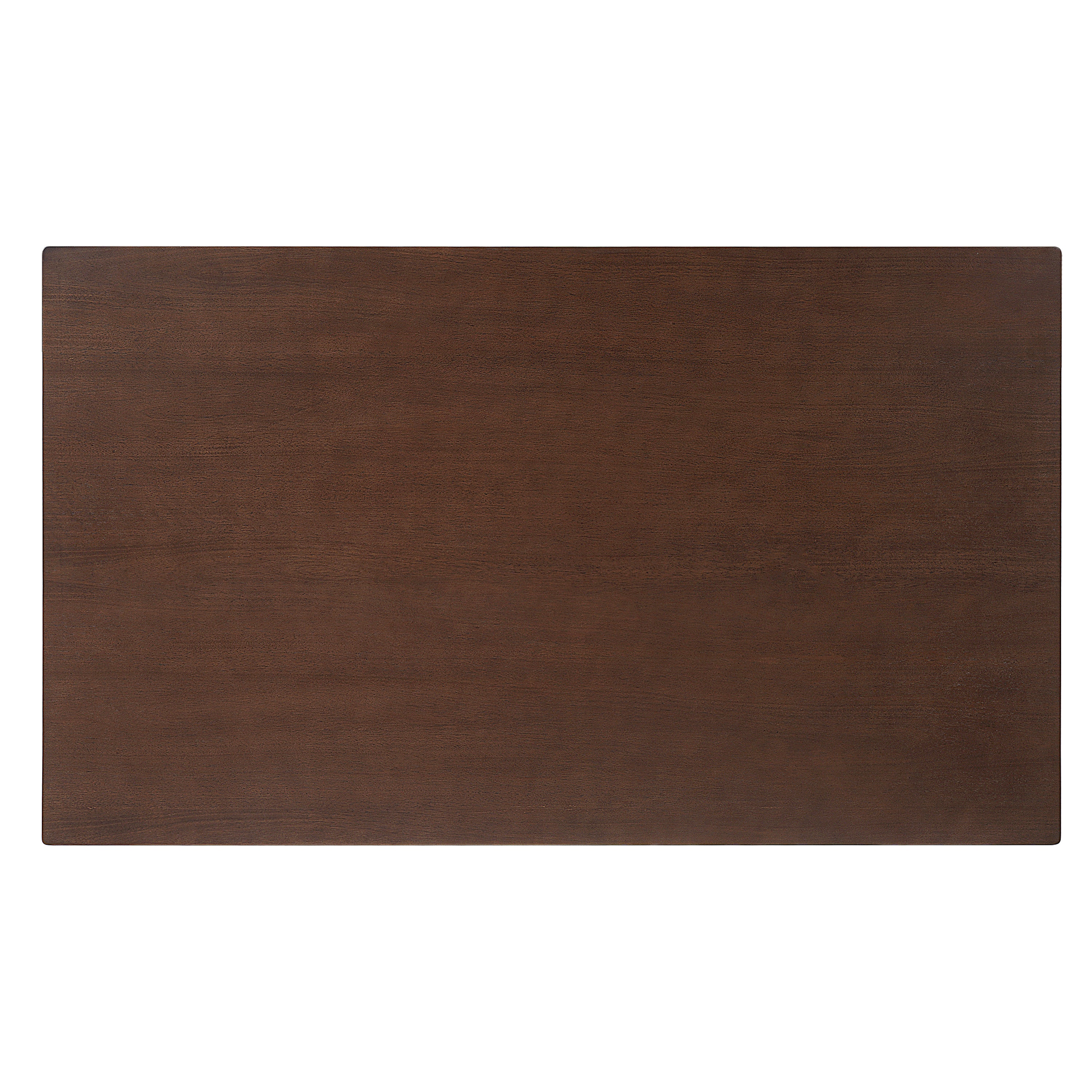 Top-down view of Modern Dining Set walnut finish table with a smooth, rectangular surface ideal for seating six comfortably.