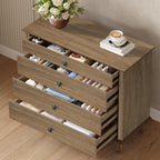 Antique 4-Drawer Chest - Solid Wood Dresser Storage.