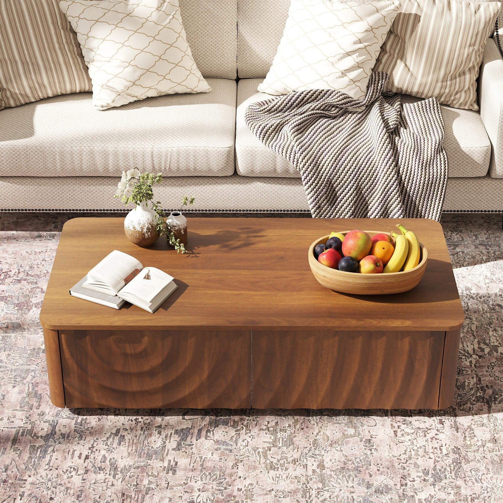 Mid Century Coffee Table with Storage and Unique Design.
