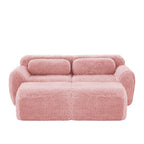 Pink Modular Plush Sofa - No Assembly, Non-slip, With Ottoman.