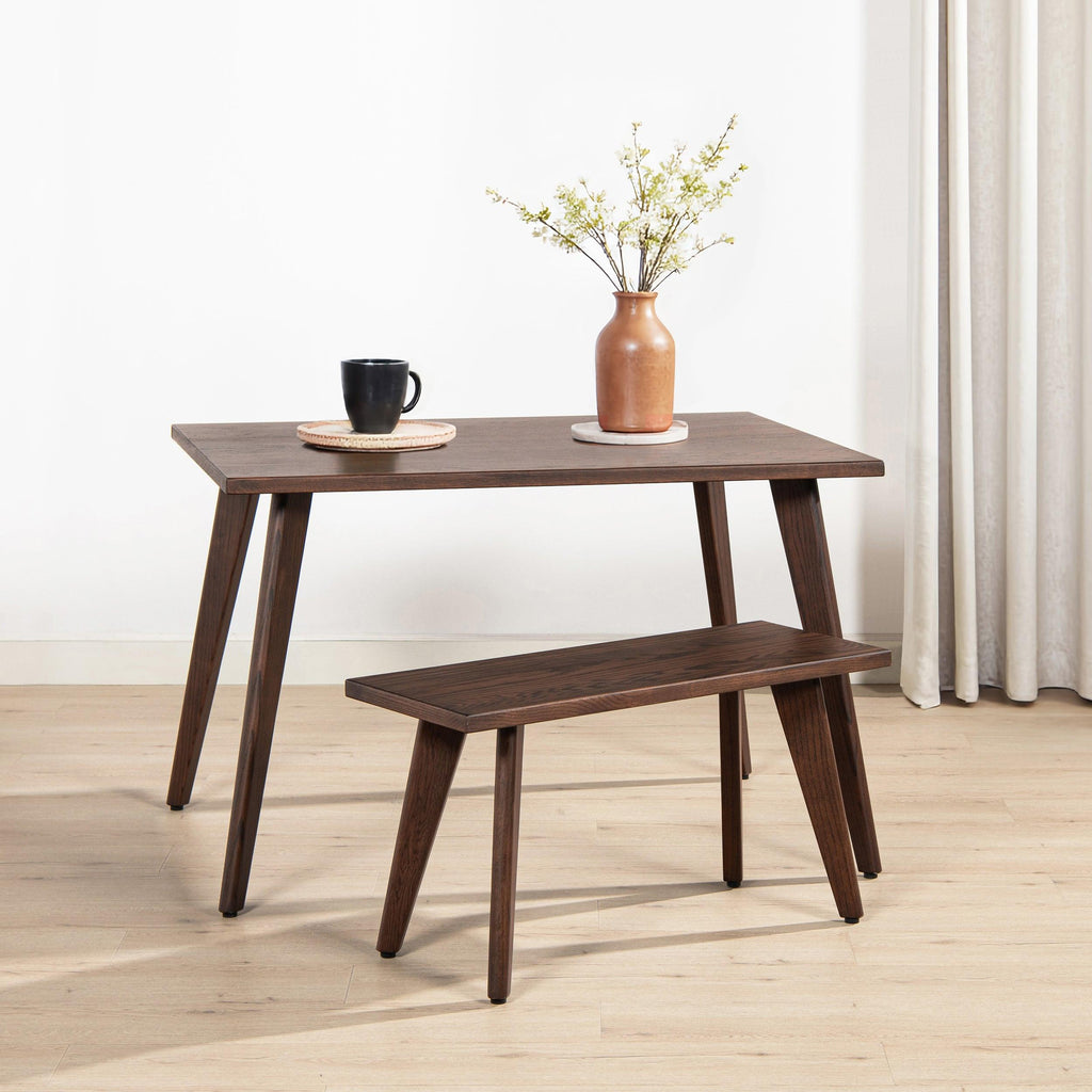 Capri 35.5' Solid Red Oak Wood Bench, Dark Brown Red Oak.