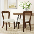 Walnut Beige Dining Chair Set of 2 without Arms.