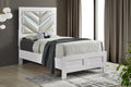 Moreland Sparkling White Twin Bed with Faux Leather Headboard