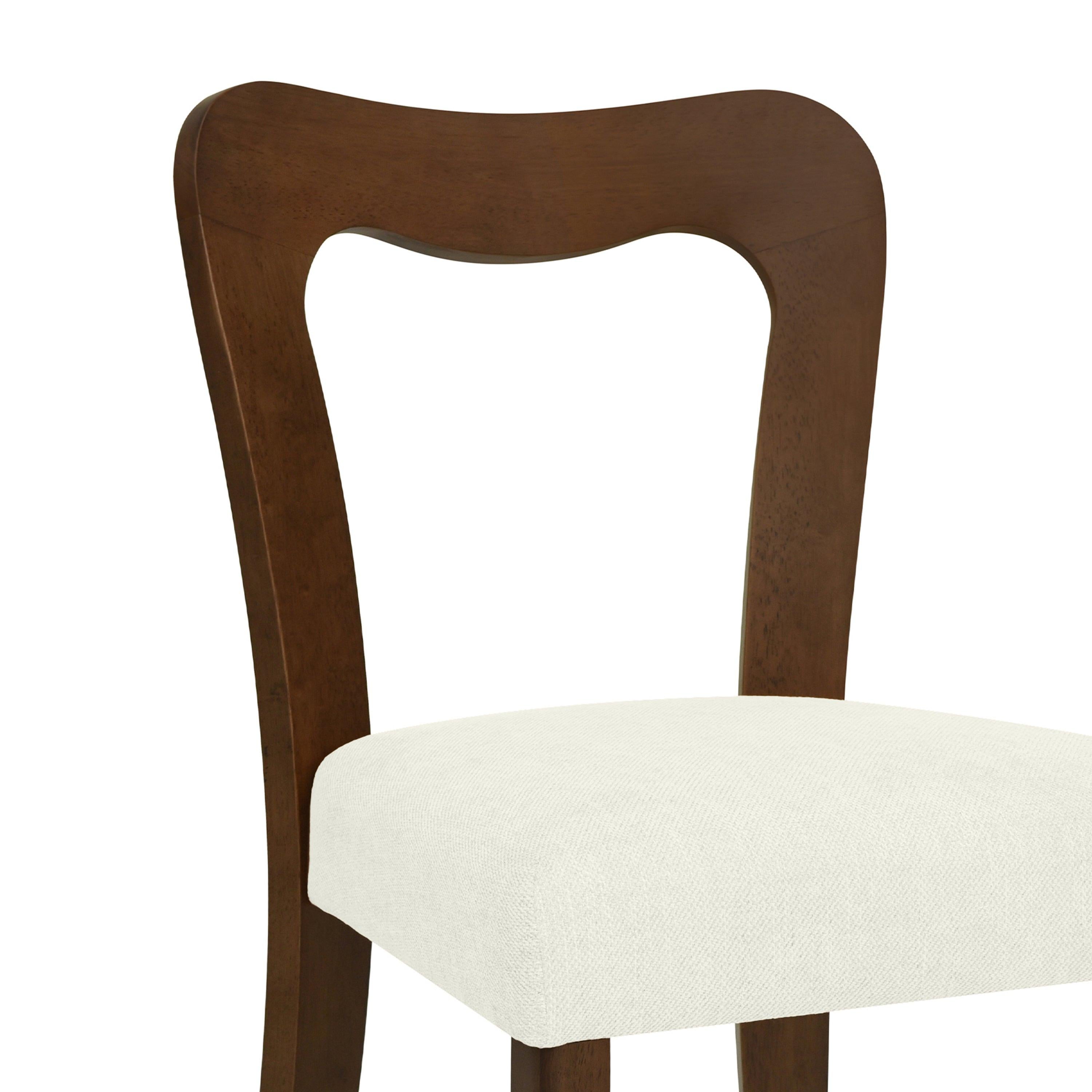 Walnut Beige Dining Chair Set of 2 without Arms.