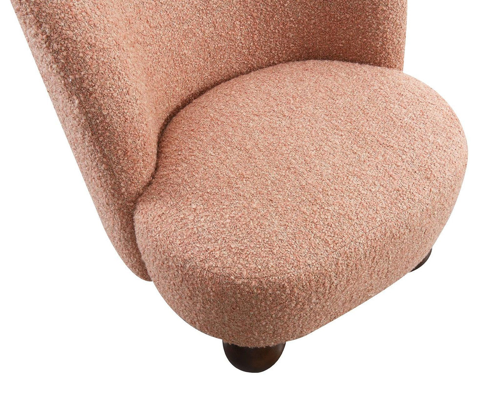 Pink Accent Chair for Living Room - Curved Back Boucle.
