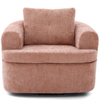 Modern Pink Swivel Barrel Chair with 360° Rotation and Dual-Layer Cushion for Living Room, Bedroom, Office, 36.6' Round Accent Chair in Chenille