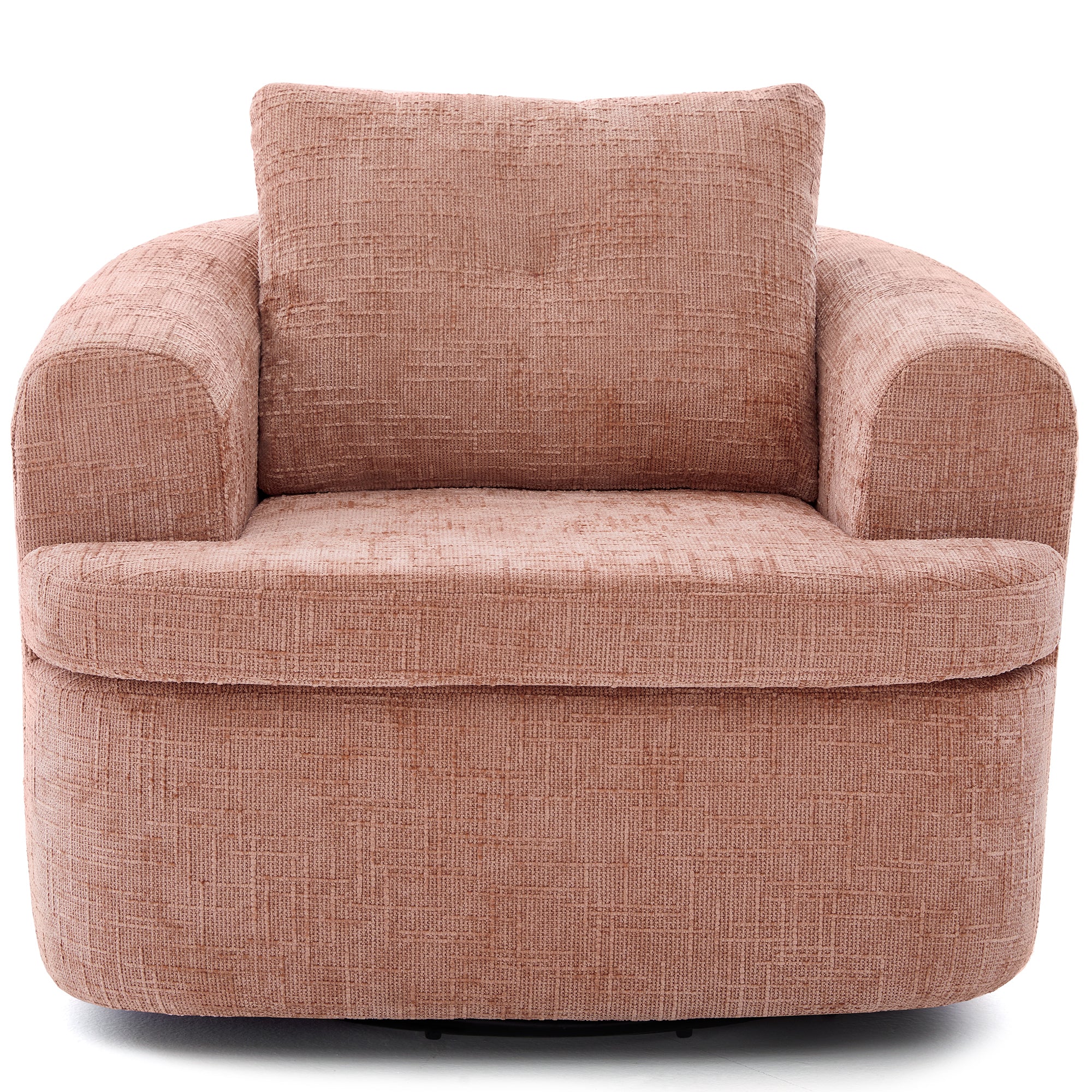 Modern Pink Swivel Barrel Chair with 360° Rotation and Dual-Layer Cushion for Living Room, Bedroom, Office, 36.6' Round Accent Chair in Chenille